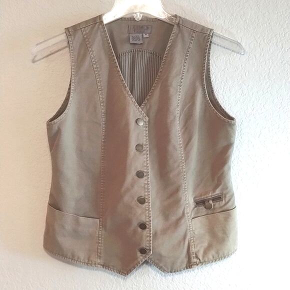 The Territory Ahead Women's Fitted Pocketed Cotton Equestrian Classic Tan Vest 8 - Picture 1 of 10